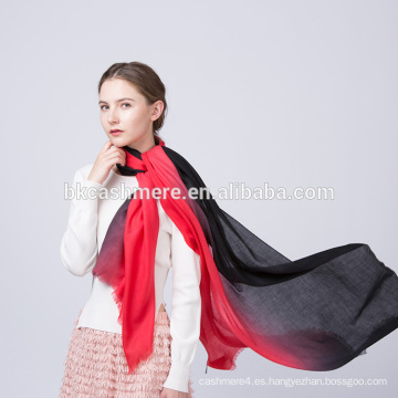 2017 mujeres de moda invierno desgaste rojo y negro rampa shader pattren bufanda de lana